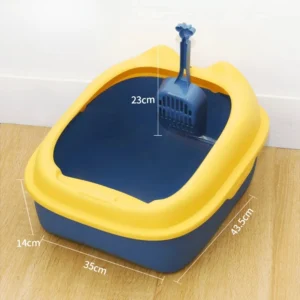 Caja de Arena para Gatos – Azul/Amarillo